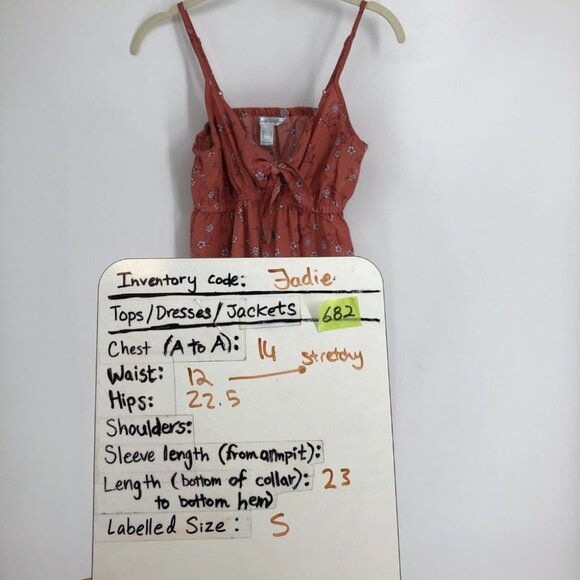 Streetwear Society Peach Floral Tank Top Casual summer buttoned mini dress S - Picture 14 of 15
